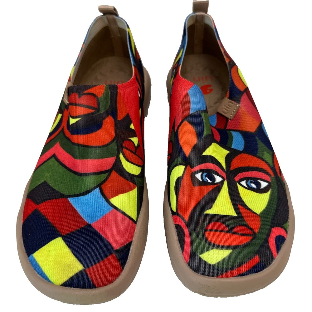 UIN  Art Travel Women Slip On Shoes Colorful Picasso Loafers Size 8